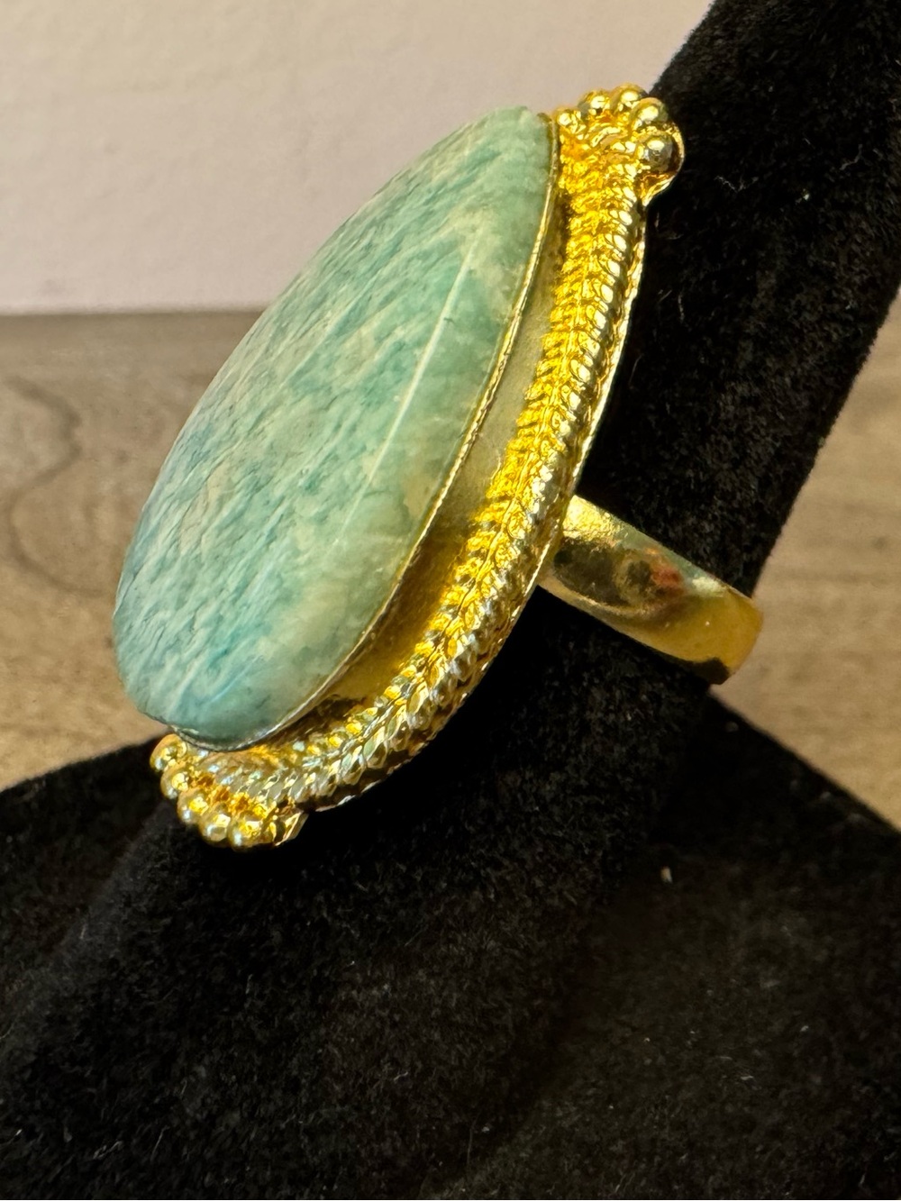 Teardrop Amazonite Statement 14k Gold Plated from Terra Treasures - Picture 2 of 5